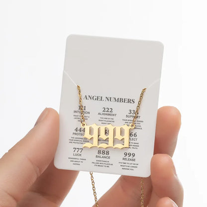 Stainless Steel Angel Number Lucky Numbers Necklaces 111 222 333 444 555 777 888 999 666 000 Pendant Necklace Charms Jewelry
