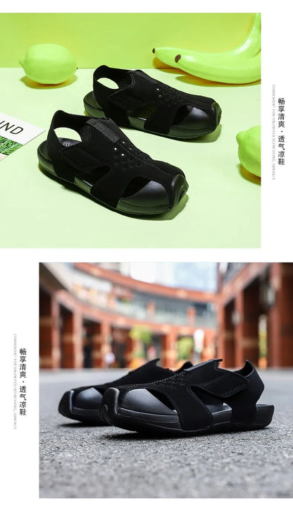 Kids Sport Sandals Summer Boys Closed-Toe Water Shoes, Non-Slip Luxury Beach Flat Shoes for Toddler Boys Girls