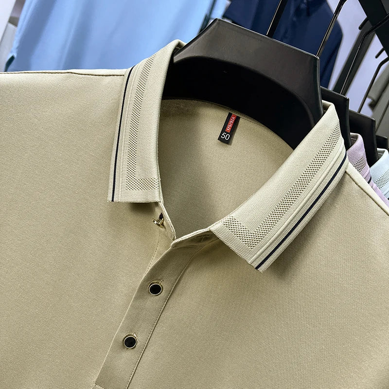Light luxury brand men's short sleeve polo shirt summer new item high-end letter golf comfortable cotton casual business T-shirt