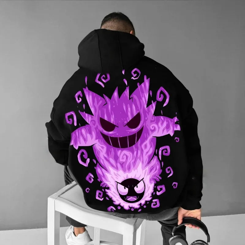 Pokémon Gengar Double-sided Printing Hoodie for Men Women 2025 Autumn/Winter New Y2K Harajuku Plus Size Casual Sweatshirt Top