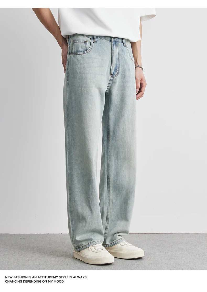 Calça Jeans Reta Verão 2025 Nova Fina Retrô Solta Casual Moda Calças Largas Calça Reta Jeans Tamanho Grande 25-36
