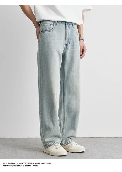 Calça Jeans Reta Verão 2025 Nova Fina Retrô Solta Casual Moda Calças Largas Calça Reta Jeans Tamanho Grande 25-36