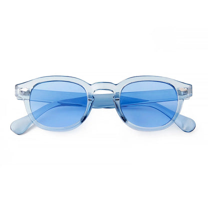 Fashion Transparent Blue Round Sunglasses Women Men 2024 Retro Rivet Tortoise Small Square Sun Glasses UV400 Lunettes De Soleil