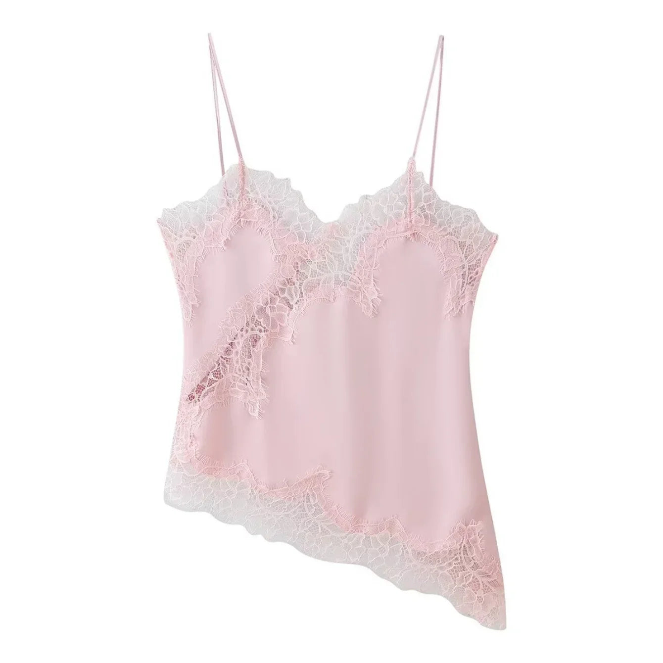 Lace Patchwork Short Camisole Stain Tops For Women Sexy Backless Tops Summer Sleeveless Women Straps Beach Top Female