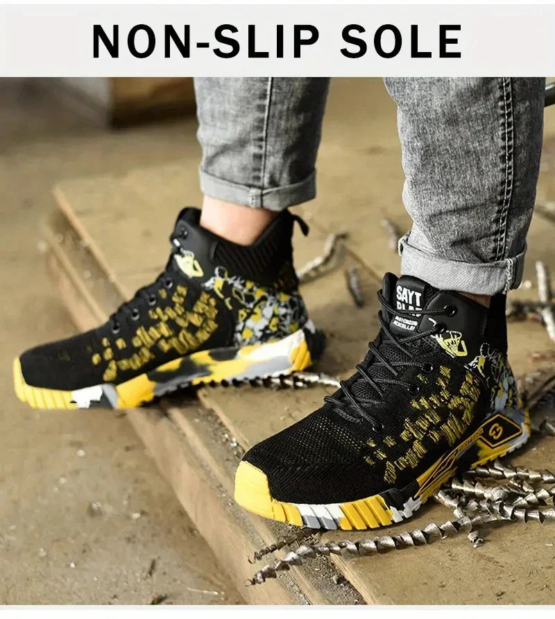 High Top Protective Safety Shoes Men Steel Toe Work Shoes Men Women Work Safety Boots Anti Smash Safety Indestructible WorkBoots