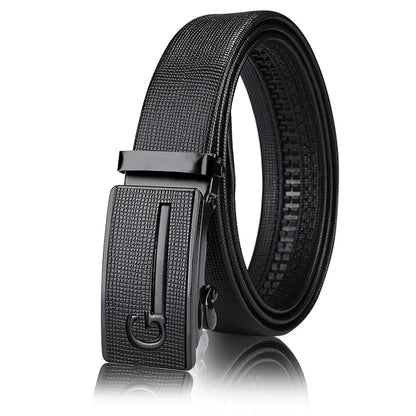 Men's leather belt with automatic buckle, Korean version trendy and casual middle-aged and young business leather pants belt