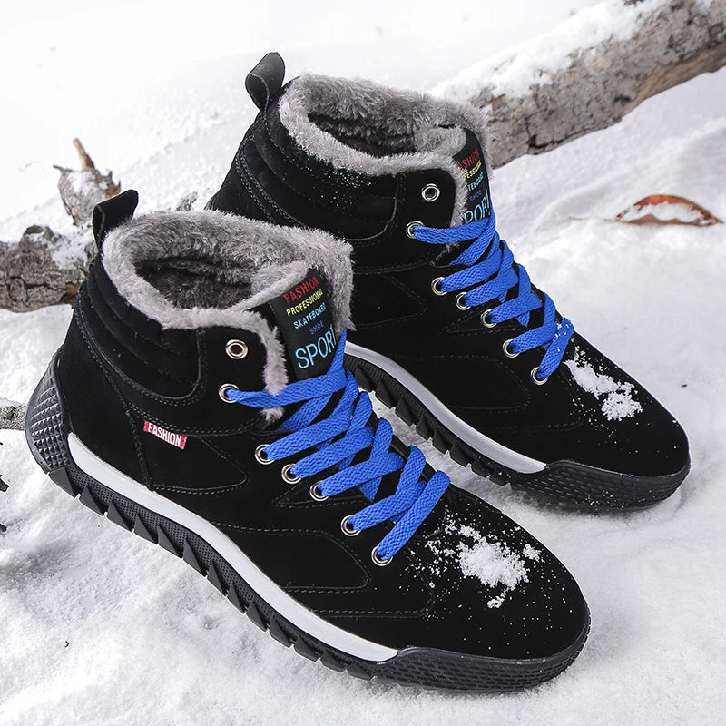 New Winter Sneakers for Men, Velvet Warm High-Top Cotton Shoes, Korean Style Casual Snow Boots, Boots, Men's Shoes, Autum Skateboard Shoes