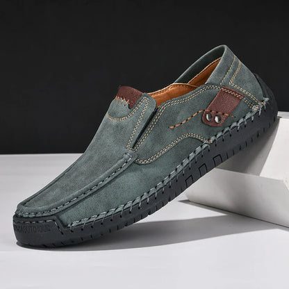 Handmade Leather Men Shoes Casual Comfortable Slip On Loafers Men Leather Shoes Flats Moccasins Walking Shoes