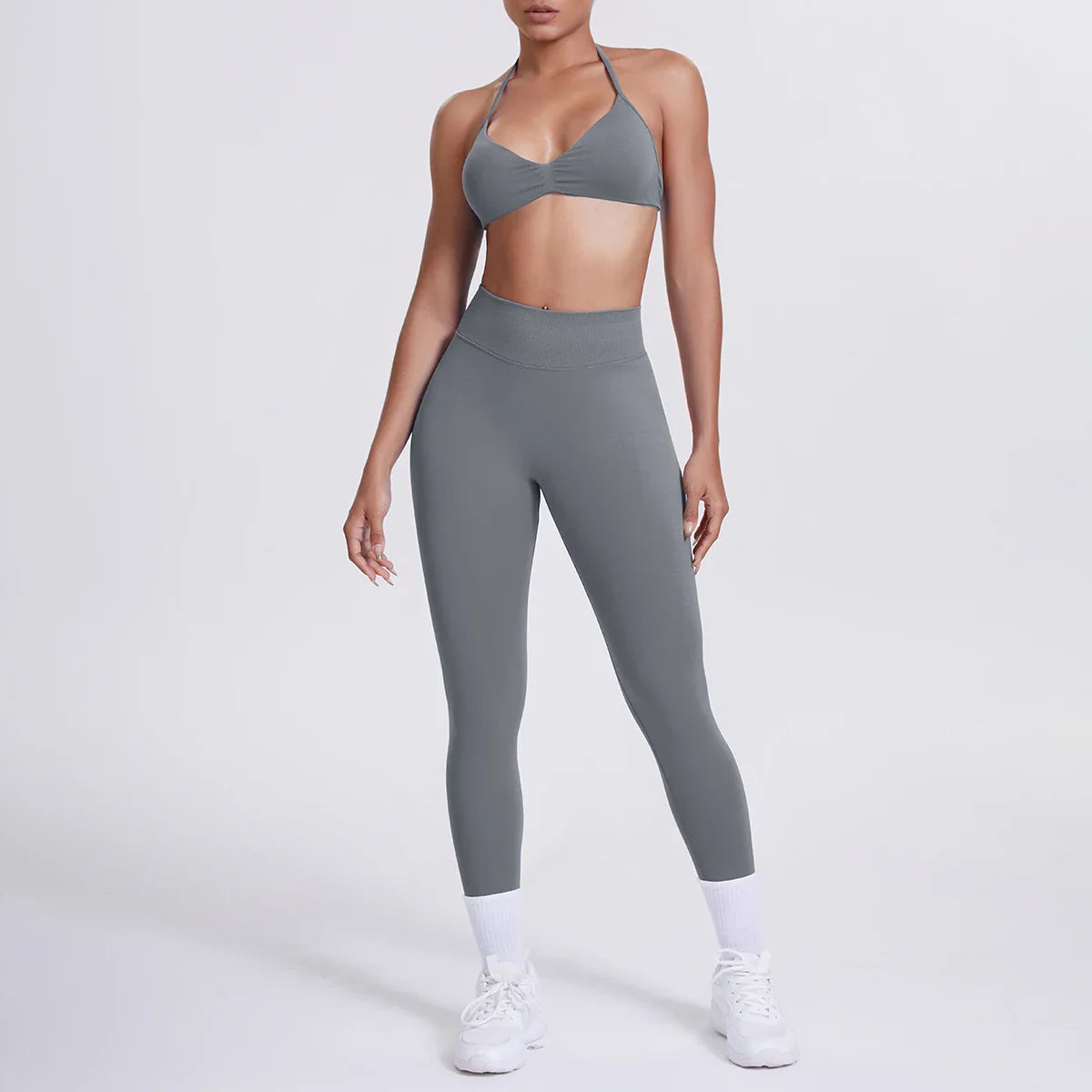 Women 2pcs Patchwork Sport Yoga Suit Training Sleeveless Sport Gym Tops Tummy Control Slimming Booty Leggings Yoga Suit Sports
