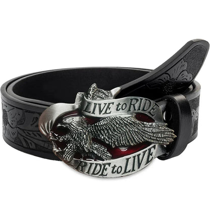 Western men's denim belt retro belt eagle belt buckle hip-hop personality retro style unisex matching jeans/casual pants belt