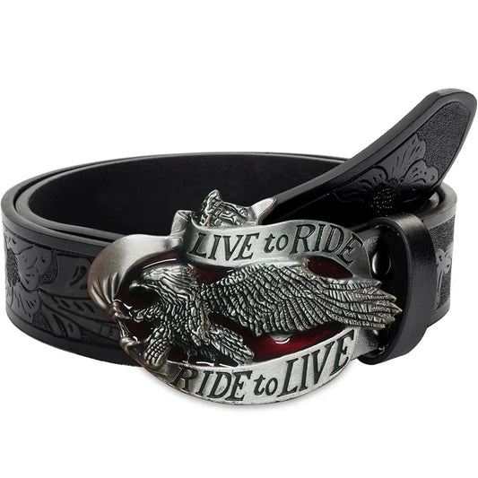Western men's denim belt retro belt eagle belt buckle hip-hop personality retro style unisex matching jeans/casual pants belt
