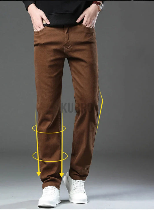 Fashion Loose Straight Business Casual Stretch Denim Pants Male Brand Trousers 3 Colors Plus Size Mens Clothing Slim Jeans 28-44