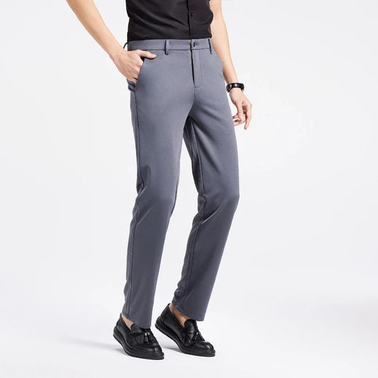 Men Spring Summer Thin Formal Dress Pants High Quality Elastic Waist Business Casual Suit Trousers Work Office Black Long Pants