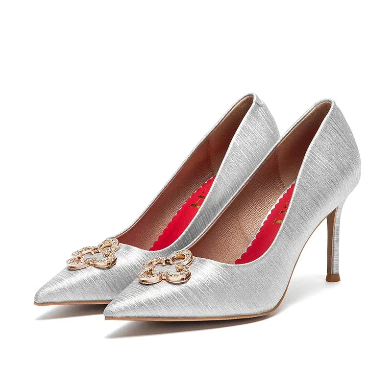 Heels Women's New High Quality Glitter Evening Shoes Women's Party Wedding Shoes 9cm