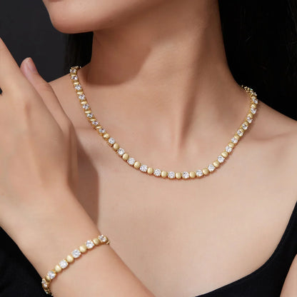 each 5mm Round Moissanite Necklace Bracelet Set for Women S925 Silver Plated 18K Gold Wedding Party Fine Jewelry Gift