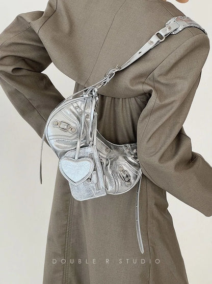 2026 Spring Hot Selling Maillard Style Retro Style Small Bag Spicy Girl Y2K Wasteland Style Vintage Leather Shoulder Armpit Bag