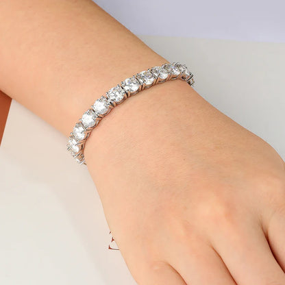 2-6.5mm Real Moissanite Tennis Bracelet for Women Christmas Gift Platinum Plated 100% 925 Sterling Silver Wedding Jewelry