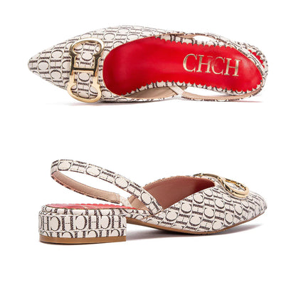 Classic Women's New 2024 Women's Low Heel Sandals Fashion Retro Design Letter Women's New Low Heel Shoes