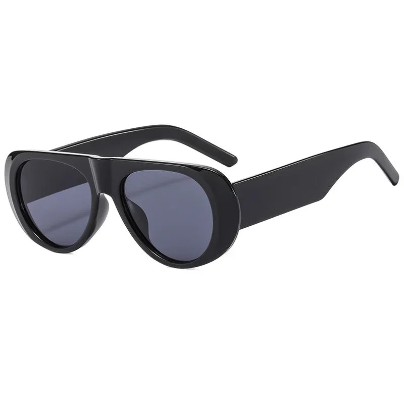 Vintage Oversized Oval Sunglasses Women Men New Fashion Wide Leg Leopard Red Gradient Sun Glasses Ladies Trendy Sexy Shades