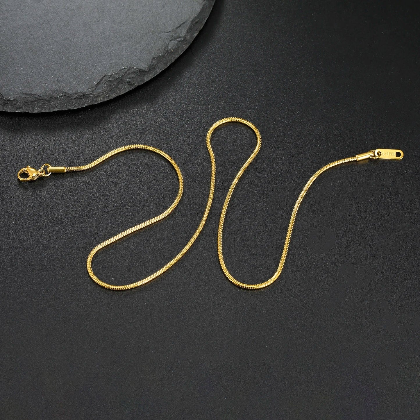 Stainless Steel Gold Color Round Snake Chain Necklace Women Men Long Neck Chains Trendy Punk Jewelry Gift Wholesale
