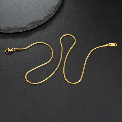 Stainless Steel Gold Color Round Snake Chain Necklace Women Men Long Neck Chains Trendy Punk Jewelry Gift Wholesale