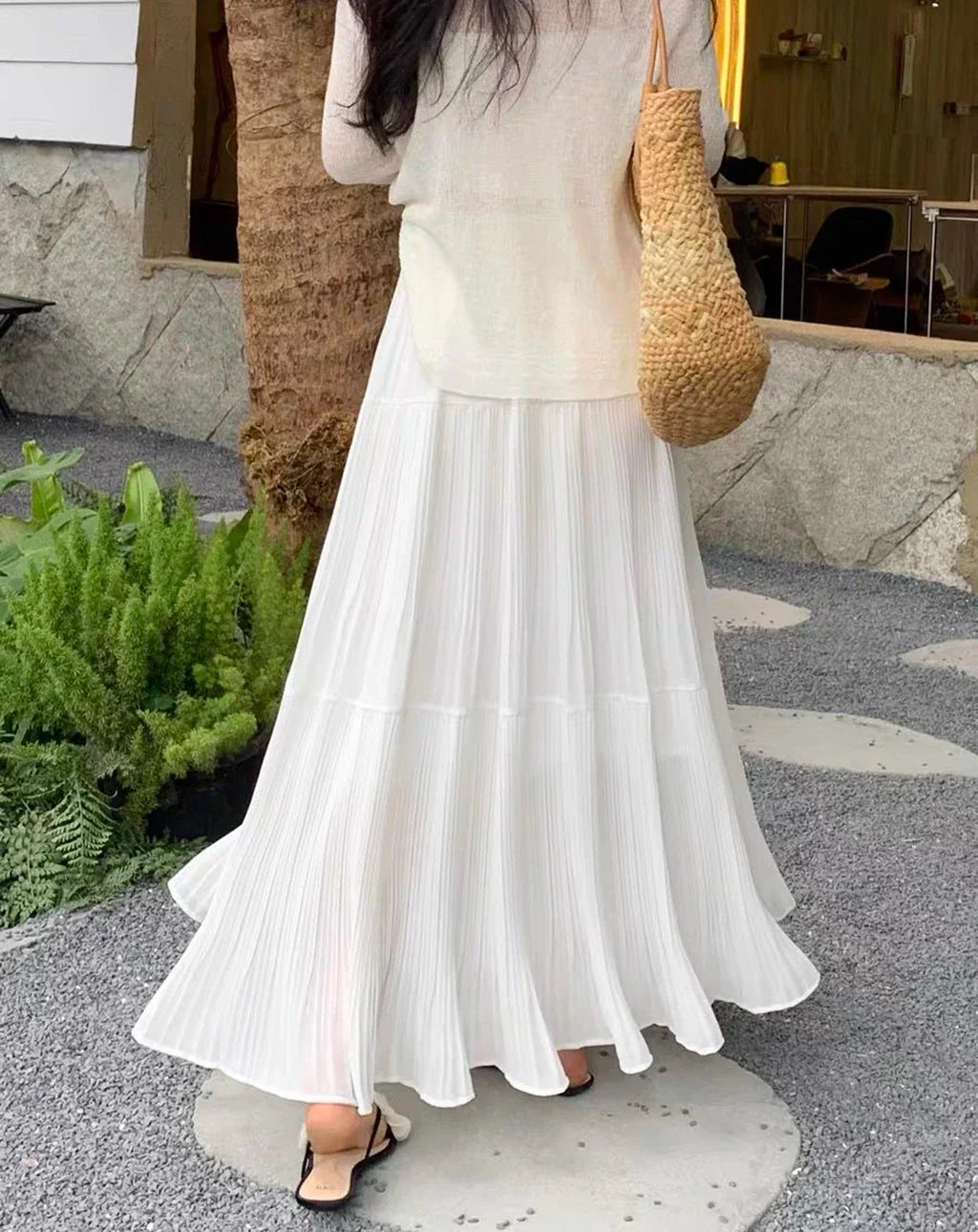 Women's High Waist Pleated Maxi Skirt, Casual A-Line Flowy Tiered Long Skirt, Elegant Beach Vacation Skirts for Ladies