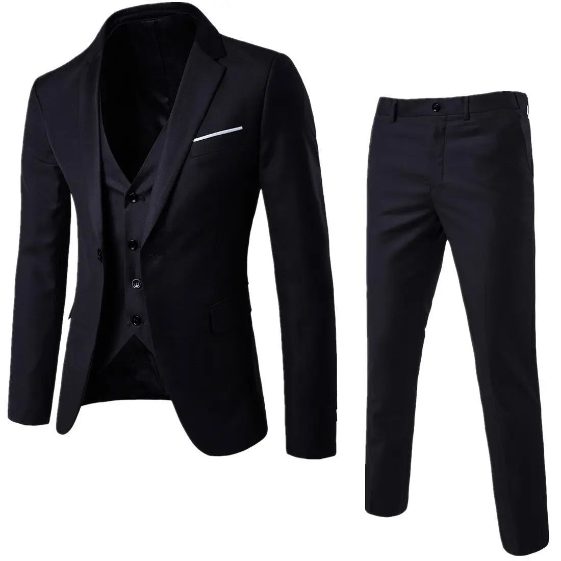 Men's 3 Piece Suit Notch Lapel Business Casual Wedding Groom Formal Wear Summer