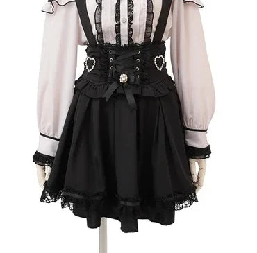 Japanese Liz Mine Mass Production Detachable Suspender Skirt Spring and Autumn Heart Cross Suspender Back Bow Straps Skirt