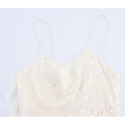Sequin Mini Dress Woman Sexy Slip Party Dresses for Women Summer Backless Women's Dress Straps Beach Short Dresses