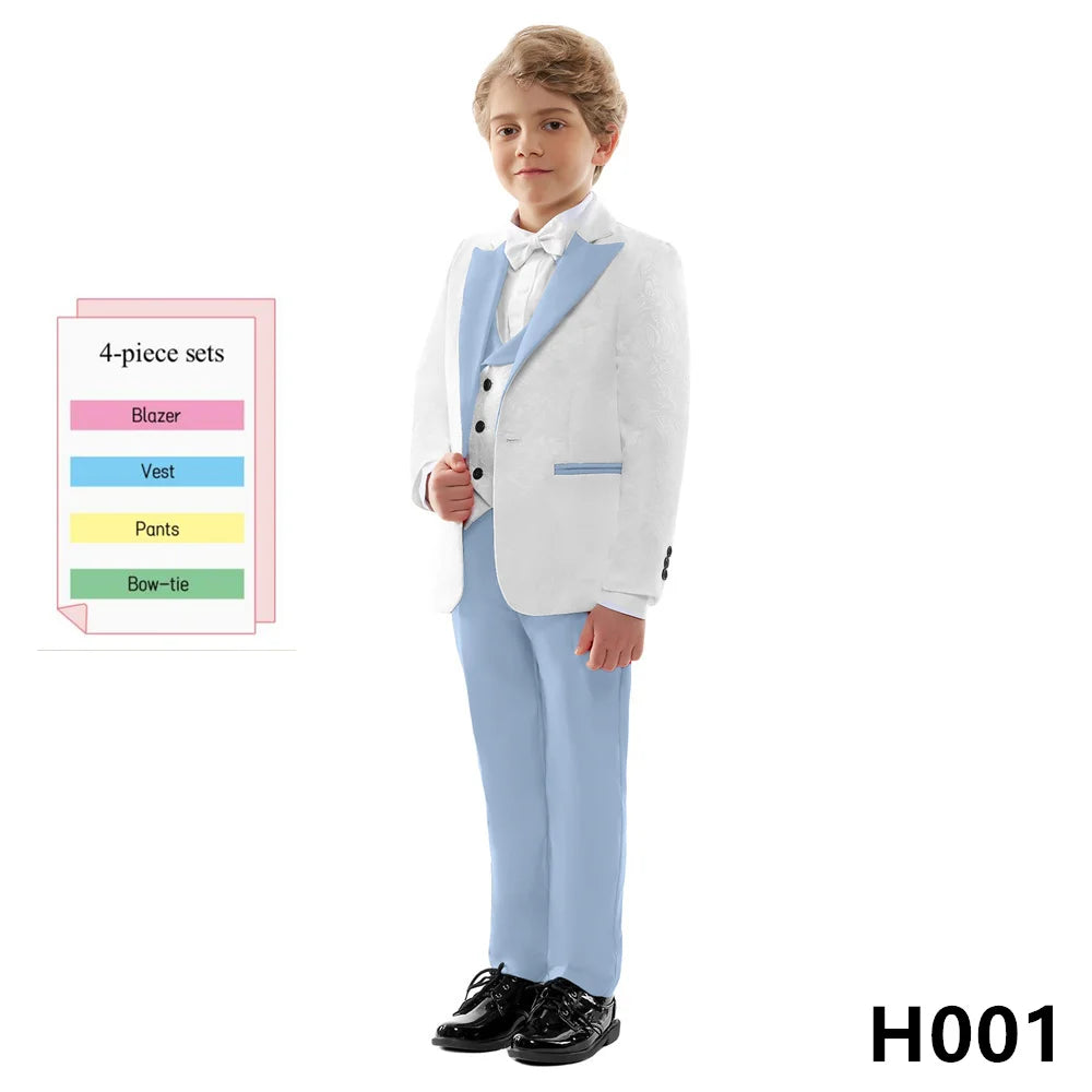 24-Hour Shipping Paisley Boys Suit Set For Shoot Kids Formal Suits Wedding Ring Bearer Graduation Tuxedo For Child 3-14 Years