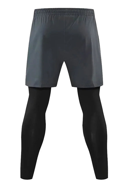 Men 2 In 1 Running Pants Double Layer Pant Tight Training Basketball Legging Fitness Sweatpant With Pockets Running Trousers