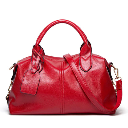 Women's Fashionable and Elegant Large-Capacity Oil Wax Leather Handbag, Convenient Solid Color Faux Leather Boston Crossbody Bag, Anti-Theft Commuter Bag with Zipper Lock, Detachable Shoulder Strap, Dual Handle Design, Adjust