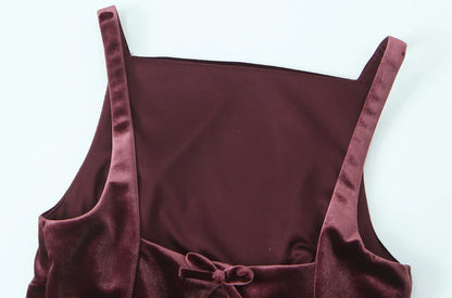 Women's Strappy Tank Tops with Back Bow, Straight Neck, Side Zipper, Female Camis, Sexy Fashion
