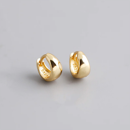 925 Sterling Silver Fine Matte Simple Wide Huggies Gothic Hoop Earrings for Women Unisex Piercing Rock Jewelry Ear Buckle