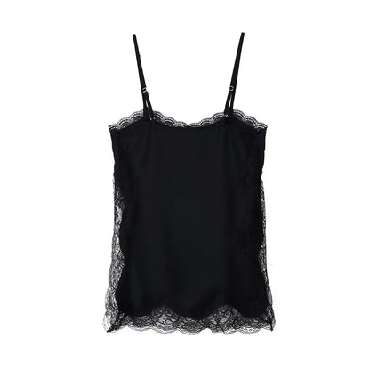 2025 New Women Cami Top Heart Neck Lace Trim Sleeveless Casual Sexy Summer Party Fashion Multi Color
