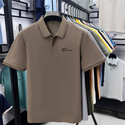 cotton100% hot sale men's new short sleeve polo shirt summer lapel letter printing ventilate t-shirt business classic mans wear