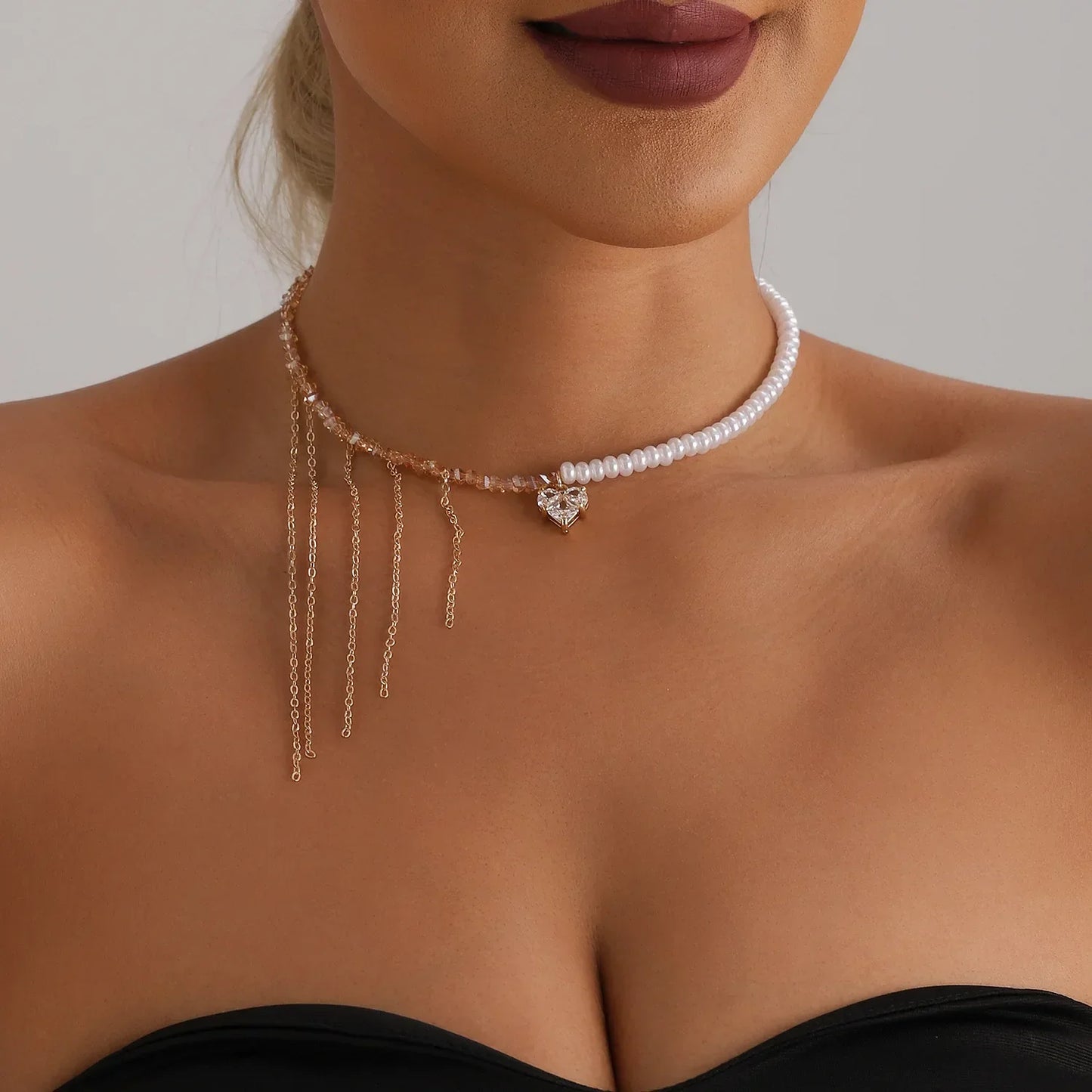 Versatile Beaded Tassels Necklace Adjustable Length Neckchain for Party Wear Fashion Jewelry Accessories Gift