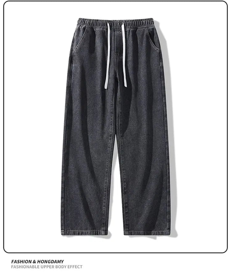 Calça Jeans Masculina Primavera Outono Tendência High Street Reta Perna Larga Roupas Masculinas Calça Jeans Corte Reto