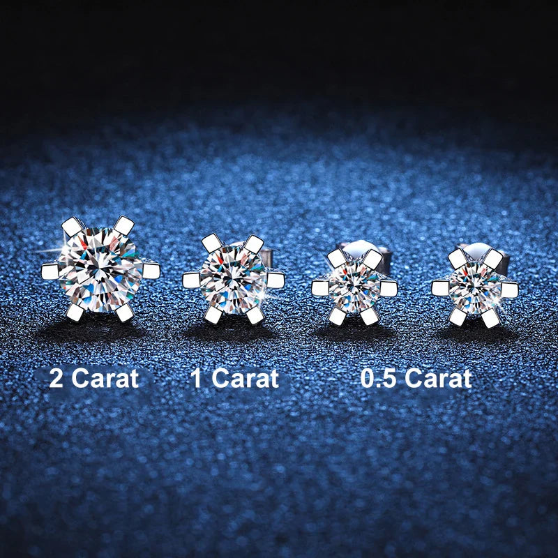 1-4CT GRA Certificated Moissanite Screw Earrings For Women Party Fine Jewelry 6 Prong S925 Sterling Silver Diamond Earring