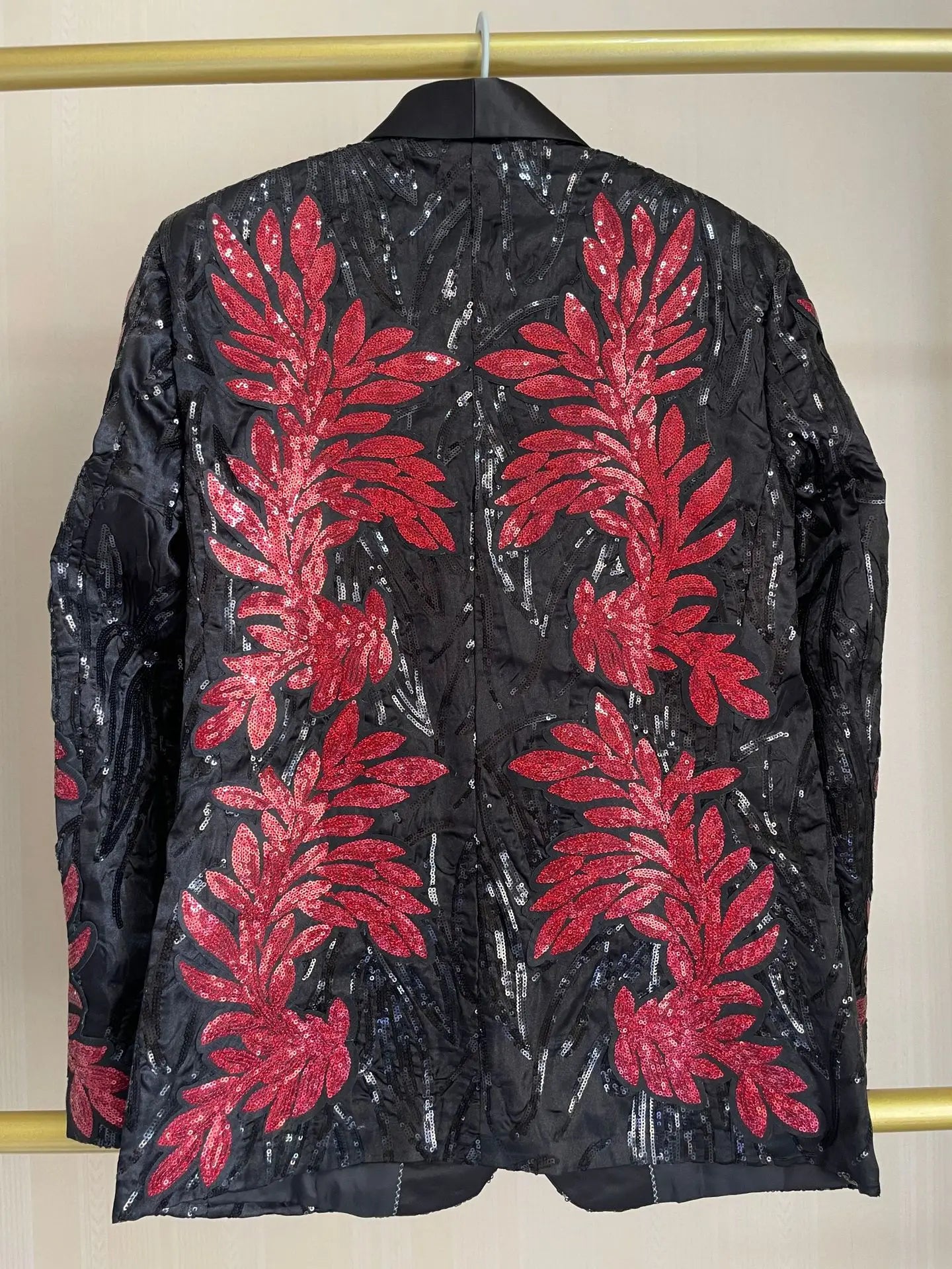 Men's Gold Sequin Applique Fashion Trend Suit Set High-Quality Casual Jacket And Western Pants Two-Piece Ensemble