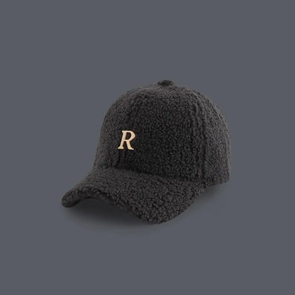 Baseball Cap Winter Hats For Women Men Unisex Letter Metal Logo Imitation Cashmere Keep Warm Simple Casual Winter Cap New Velvet