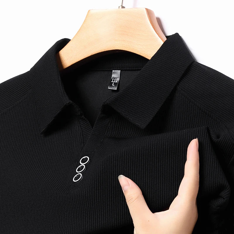 High quality brand long sleeve men's polo shirt autumn fashion customization high-end slim fit top casual business T-shirt