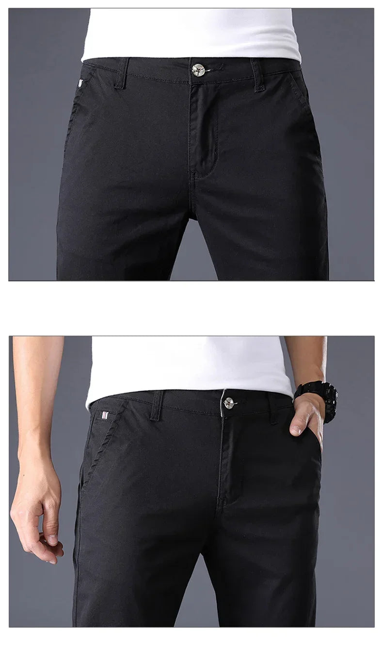 7 Colors Summer Thin Men's Casual Pants Stretch Cotton Slim Fashion Business Trousers High Quality Male Clothes