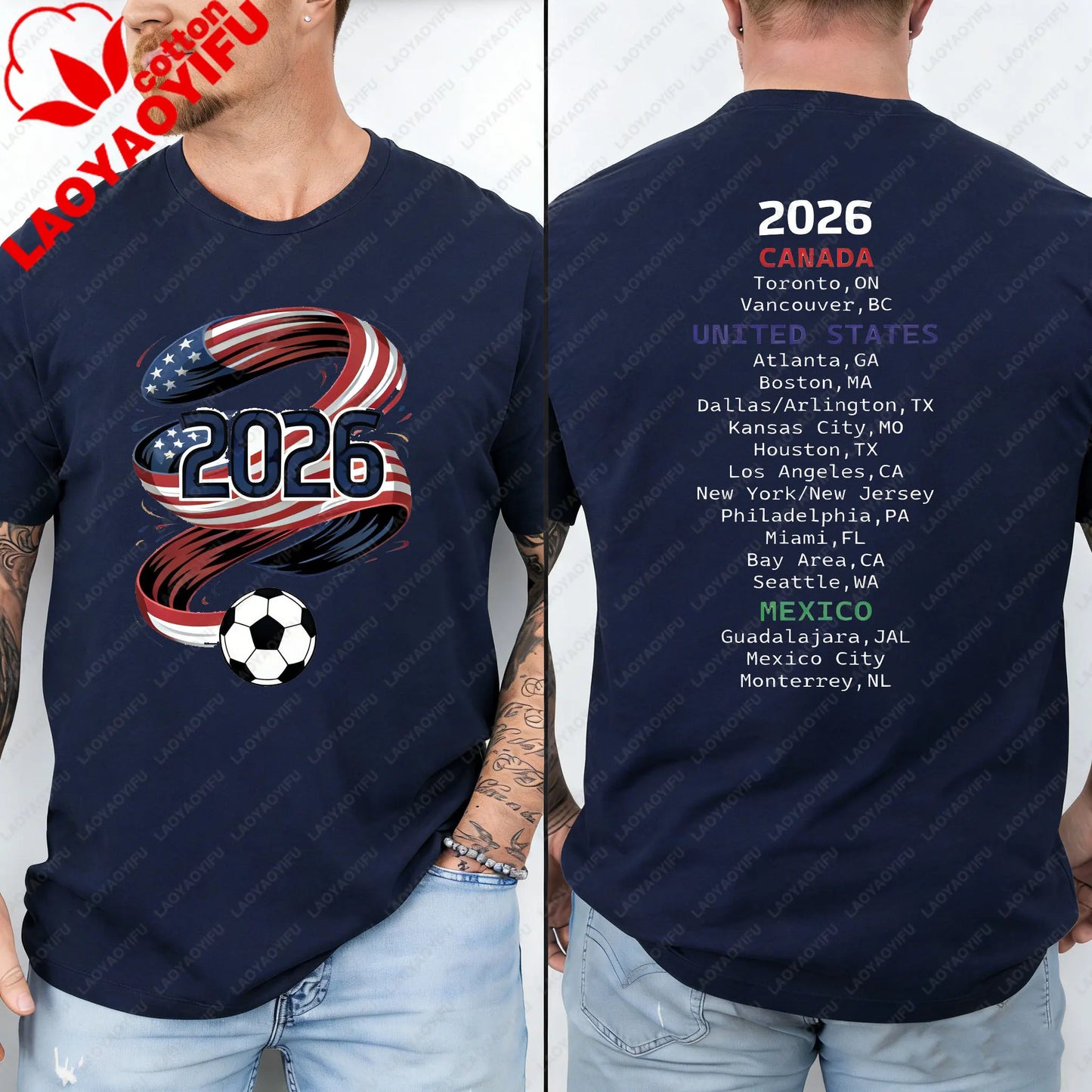2026 Soccer Part Supplies T-shirts North America Soccer T-Shirt Host Cities List Soccer Fan Gift Shirt Apparel Graphic T Shirts
