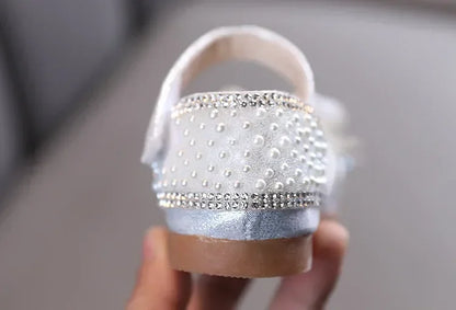 2025 Summer Girls Flat Princess Sandals Fashion Sequins Bow Rhinestone Baby Shoes Kids Shoes For Party Wedding Party Sandals