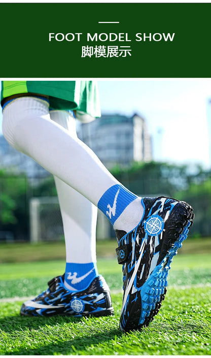 Hot Child Football Boots Outdoor Trainers Soccer Shoes For Kids Boys Hook Loop Football Sneakers Cleats Futsal Shoes Children
