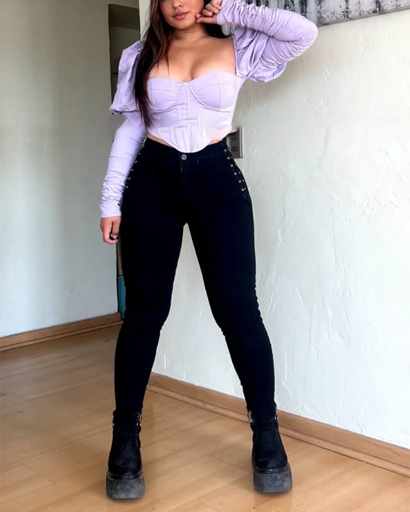 New Design Skinny Braided Jeans Mid Waisted Stretch Trousers Temperament Female Slim Autumn Pants Women casual Denim Pants