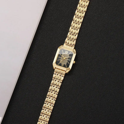 Fashion Rectangle Women Watches Stainless Steel Strap Quartz Wristwatches Reloj Mujer（Without Box）