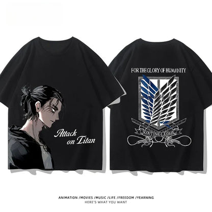 Wings of Liberty Printed Short Sleeve T-shirt Men's and Women's Fashion Loose Cotton Top