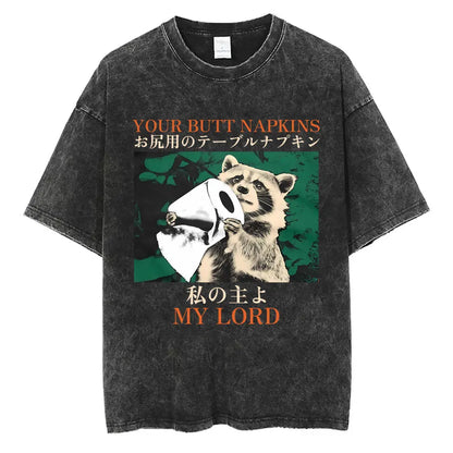 I Do Not Think Therefore I Do Not Am T-shirt Funny Japanese Style Opossum Vintage Washed T Shirt Unisex Fashion Humor T-shirts